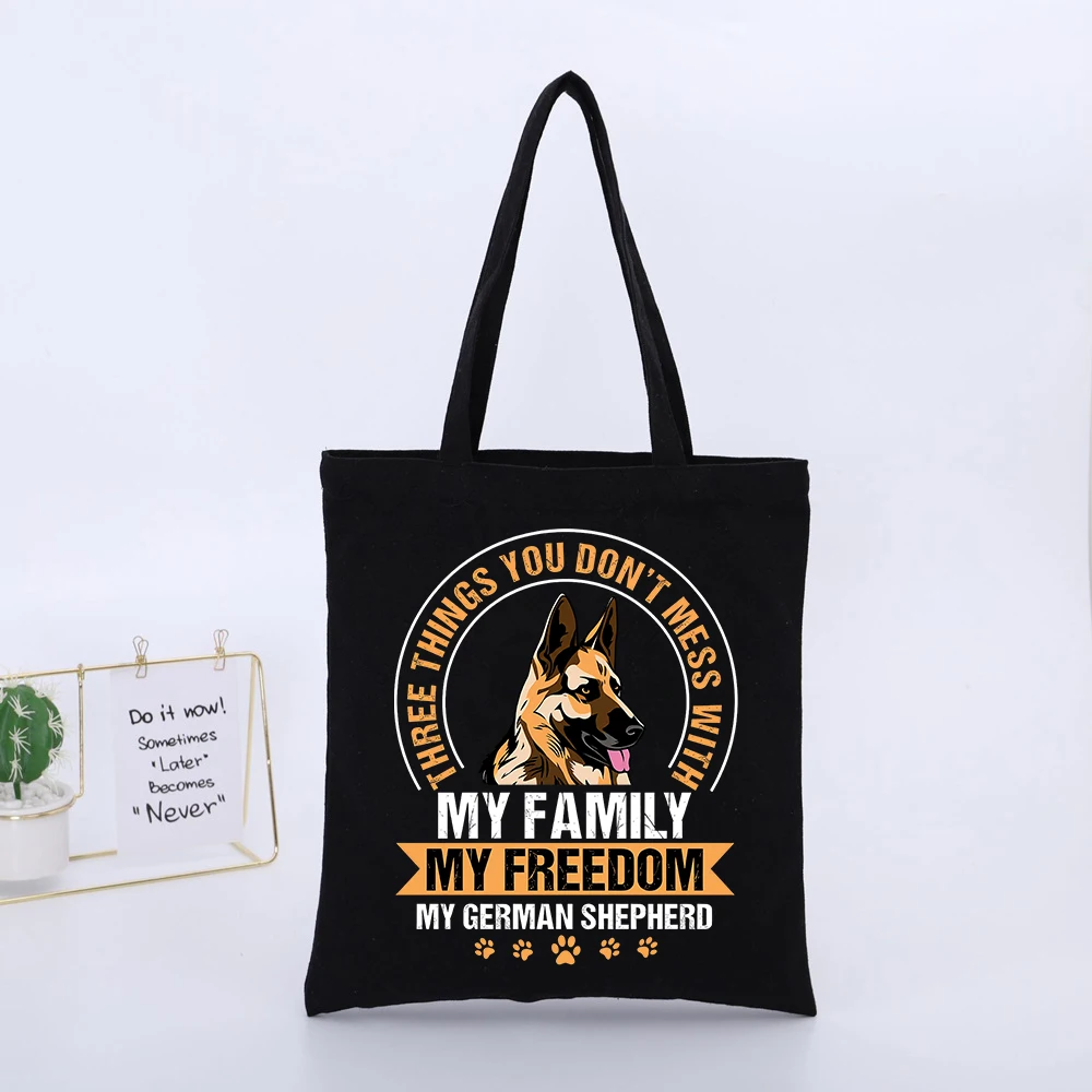 Dog Lover's German Shepherd Graphic Canvas Tote Bag, Casual Style for Daily Shopping and Errands
