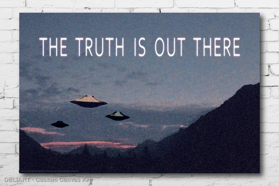 

THE TRUTH IS OUT THERE - UFO Canvas Poster ALIEN Custom Size Available Room Decoration Home Decor Wall Art
