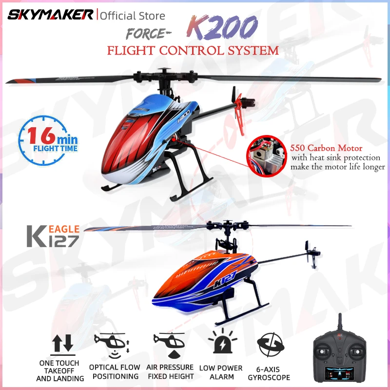 WLtoys RC Helicopters k200 K127 2.4Ghz 4CH 6-Aixs Gyroscope Fixed Height Single Blade Propellor Gyro Mini RC Toys For Kids Gift