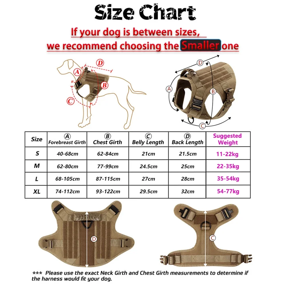 Large Military Dog Harness Collar Leash Bags Patches Set Malinois Pet Training Walking Hiking Vest Tactical Dogs Harnesses Safe