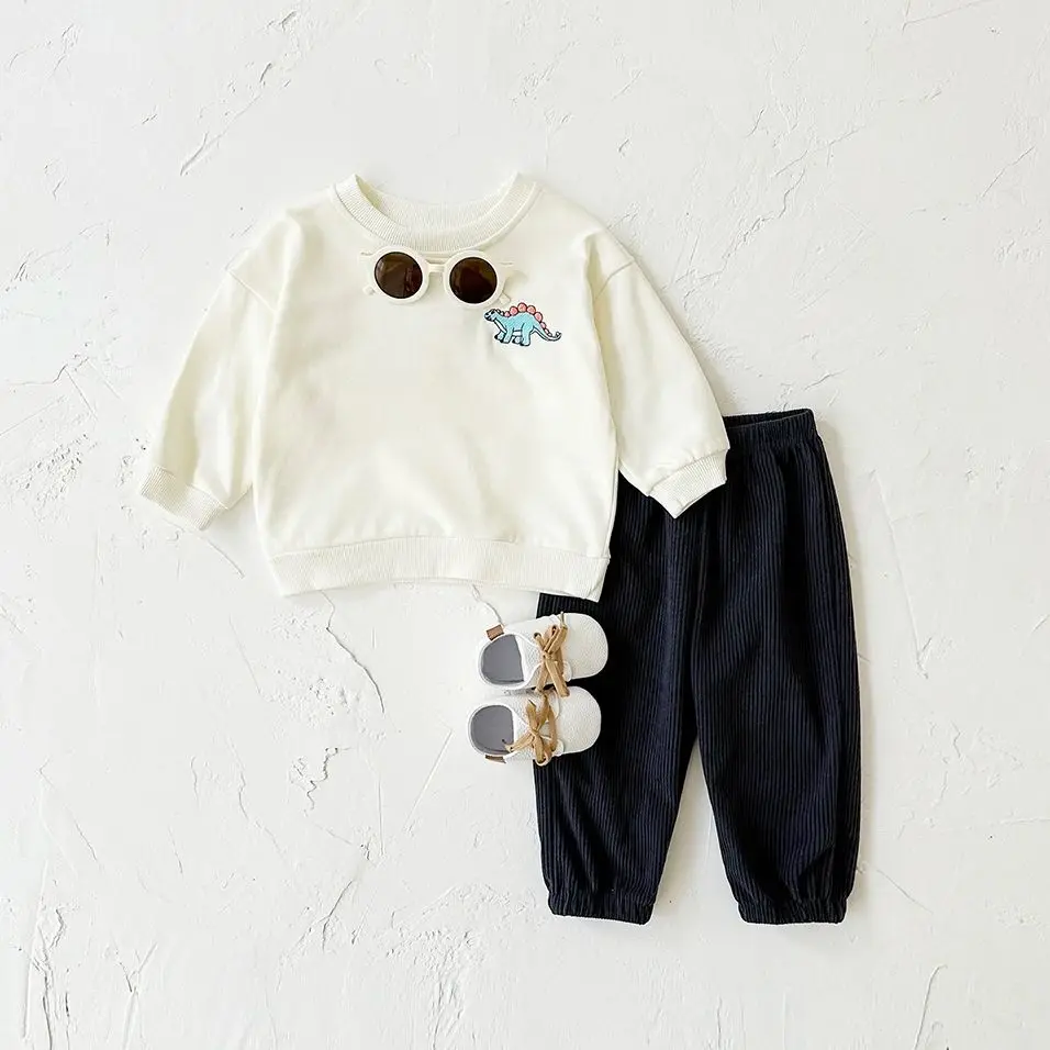 Autumn Newborn Baby Clothes Outfits Dinosaur Embroidery Leisure Cute Boys Girls Clothes Long Sleeved Sweatshirt+Pants Spring Set