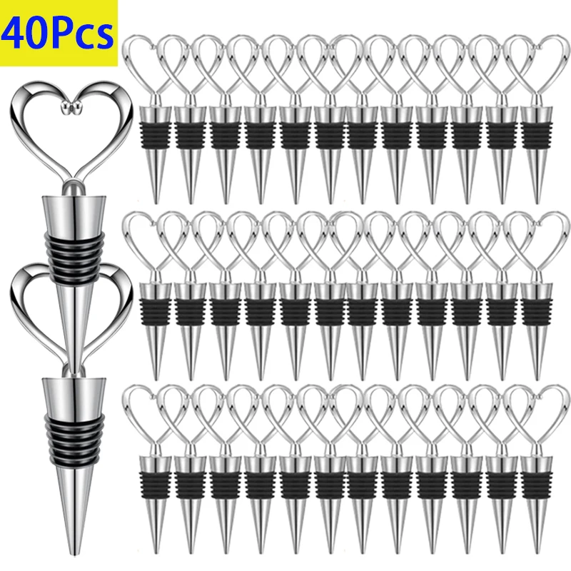 

40Pcs Heart Wine Bottle Stoppers, Champagne Colser For Sealing Wine, Beer - Love Decorative Wine Corks