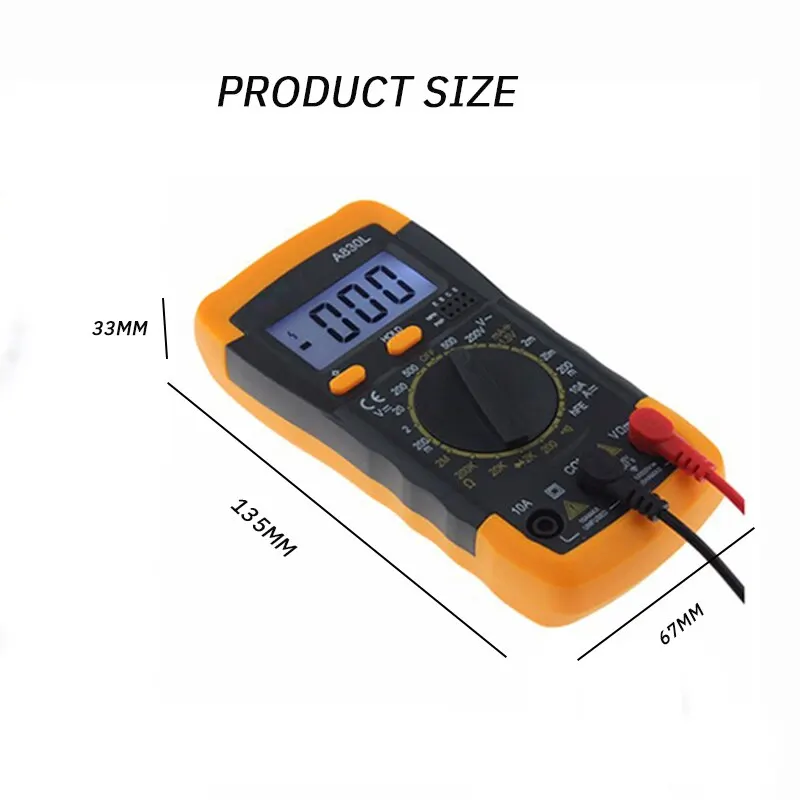 A830L Multimeter Handheld High Precision Multifunction Portable Digital Multimeter Ammeter Voltmeter Measuring Table Combination