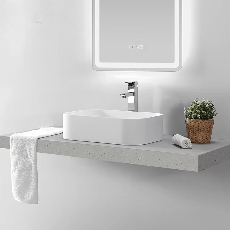 

Modern Minimalist Bathroom washbasin White artificial stone washbasin