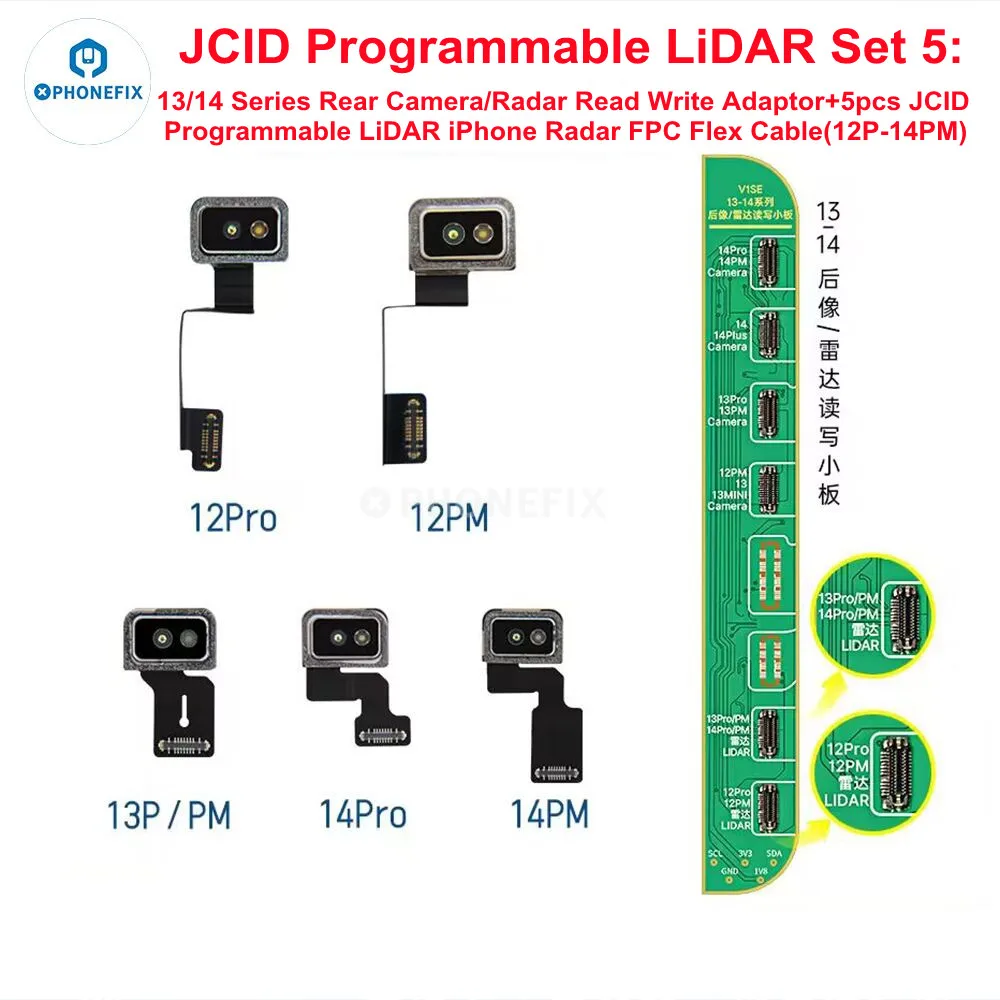 JCID V1SE V1S PRO Programmable LiDAR Radar FPC Flex Cable Camera Read Write Adaptor For iPhone 12 Pro13 14 Pro Max Camera Repair