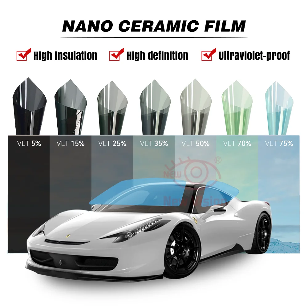 1mX3m and 50cmX6m High Rejection IR100% Nano Ceramic Car Window Tint Film Auto Glass Decorative Sun Control Film