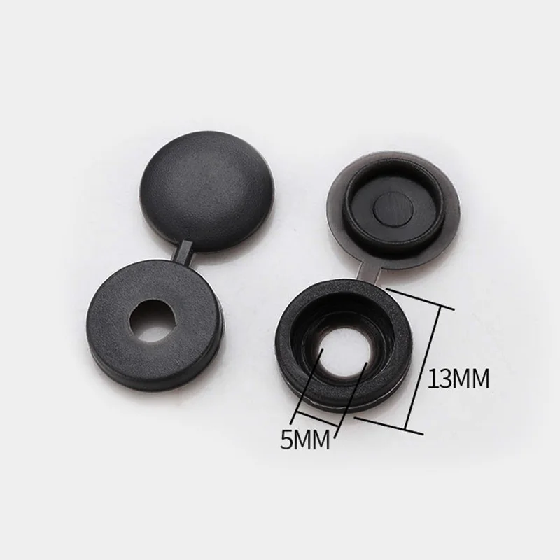 100pcs Hinged Plastic Screw Cap Cover Nuts Fold Snap Protective Cap Button For Car Furniture Decorative Nuts Bolts Hardware