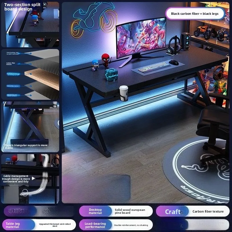 Titanium S3 Esports Desk with Carbon Fiber Robotic Arm Mount - Home Office Desktop Computer Stand for Laptop Gaming