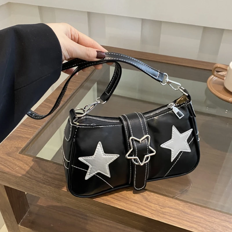 

Y2K Hot Girls Star Shoulder Bags PU Leather Women's Underarm Bag Fashion Design Female Crossbody Bag Handbags Phone Purse