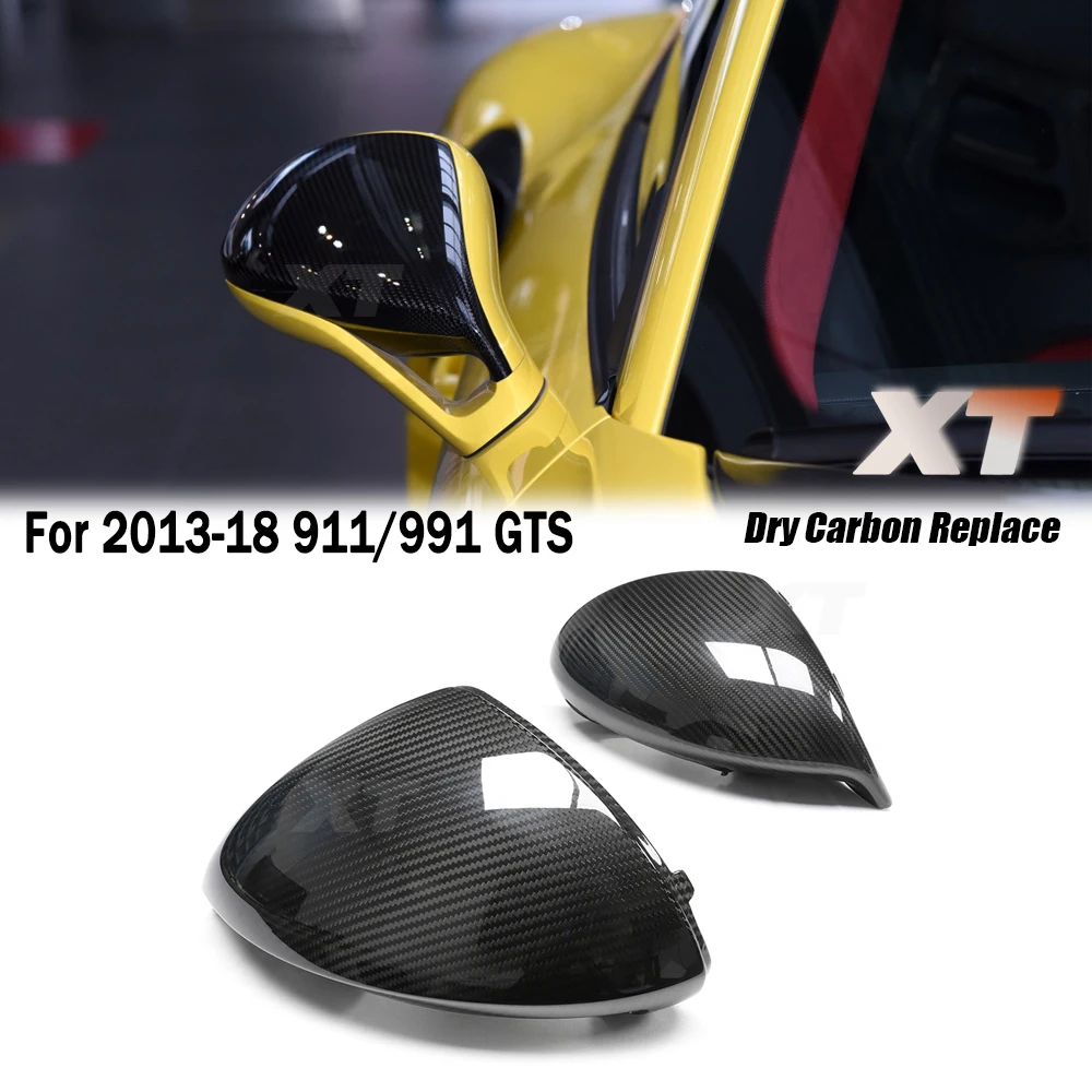 LHD Car only Real Dry Carbon Fiber Mirror Cover Side Rear View Caps For Porsche 911 991 GTS GT2 GT3 Performance S