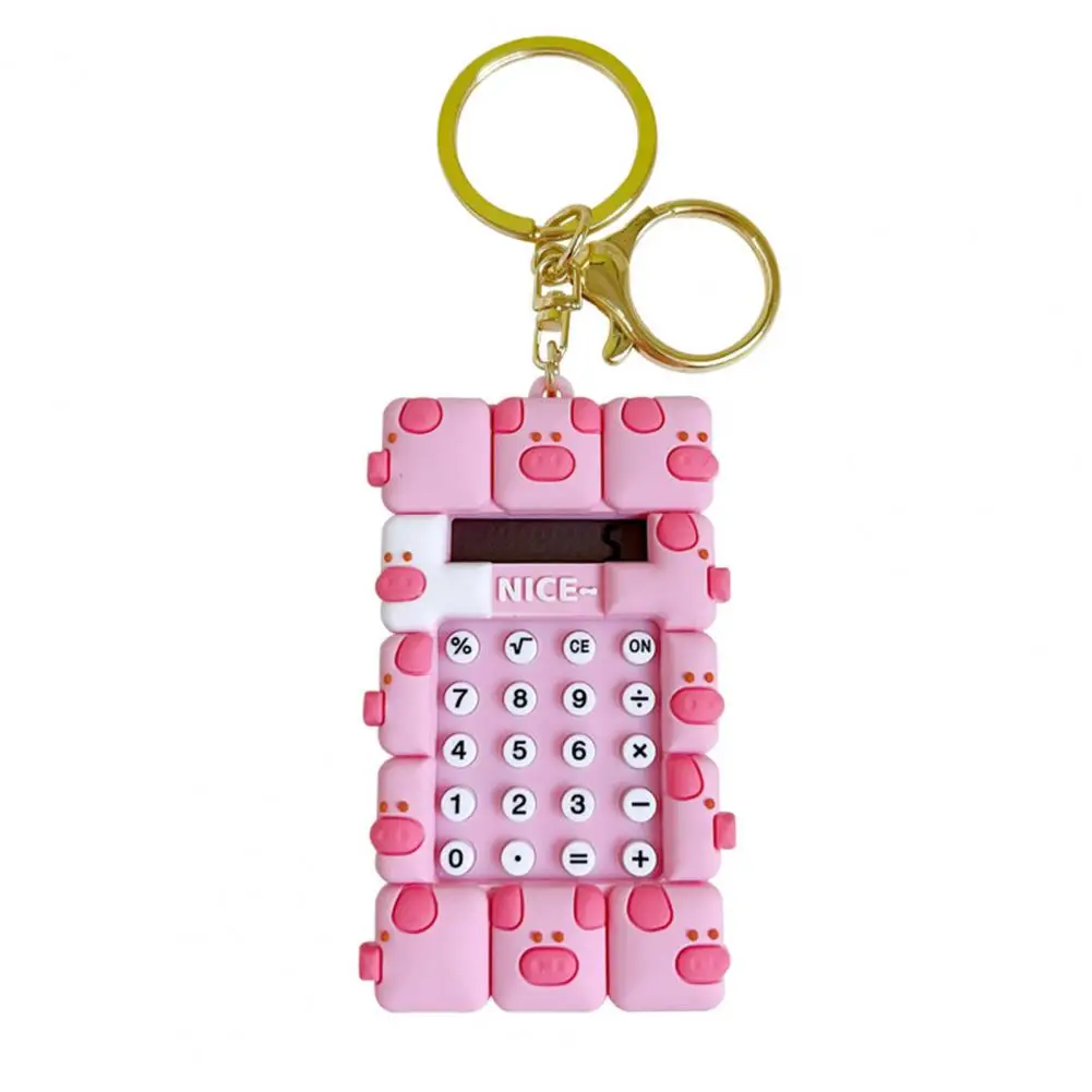 Mini Calculator Display Pocket Calculator Keychain Pendant Animal Shape for Home School