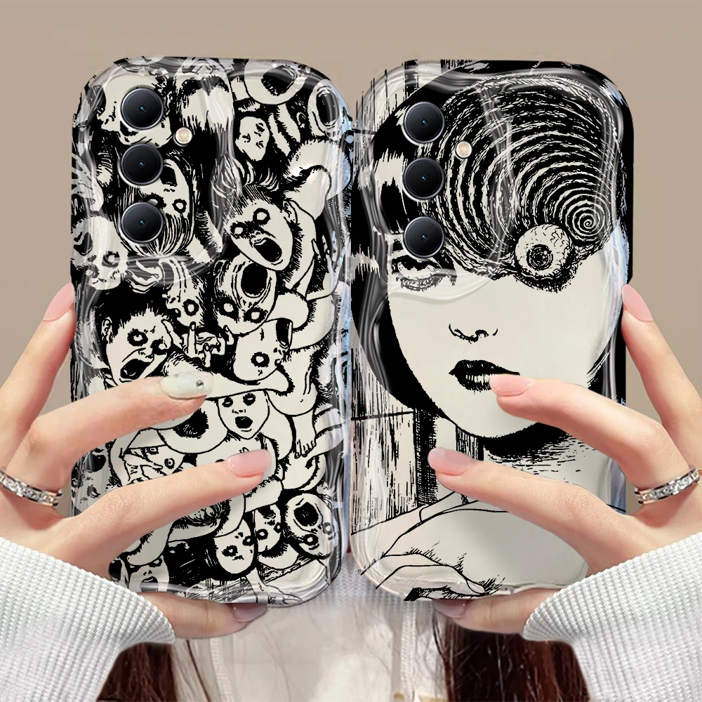 Anime Junji Ito Terror Horror 3D Wave Case For OPPO Realme 12 11 10 9 8 7 7i 6 5 Pro Plus C67 C55 C31 C35 C12 C15 C20 C21Y Cover