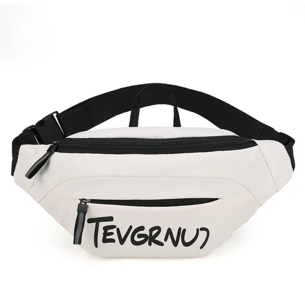 New Nylon Polyester Men Waist Bag Multifunctional Black White Chest Bag Large Capacity Mobile Phone Bag Men Women