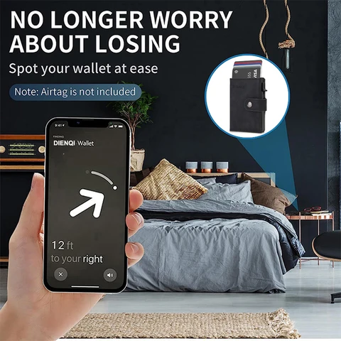 Мужские кошельки из углеродного волокна с Rfid-меткой для Airtag, роскошные тонкие мини-кошельки с держателем кредитных карт для мужчин, минималистичный кошелек с Air Tag Tracker топ 12 подарок мужу на годовщину - №6