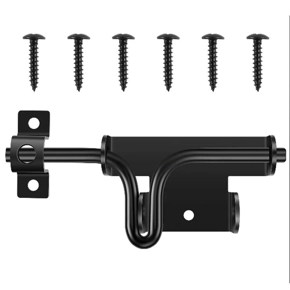 

Black Heavy Duty Slide Bolt Gate Latch with Padlock Hole - Solid Hardware Thickened Metal Sliding Bolt Door Locks Gate Latches