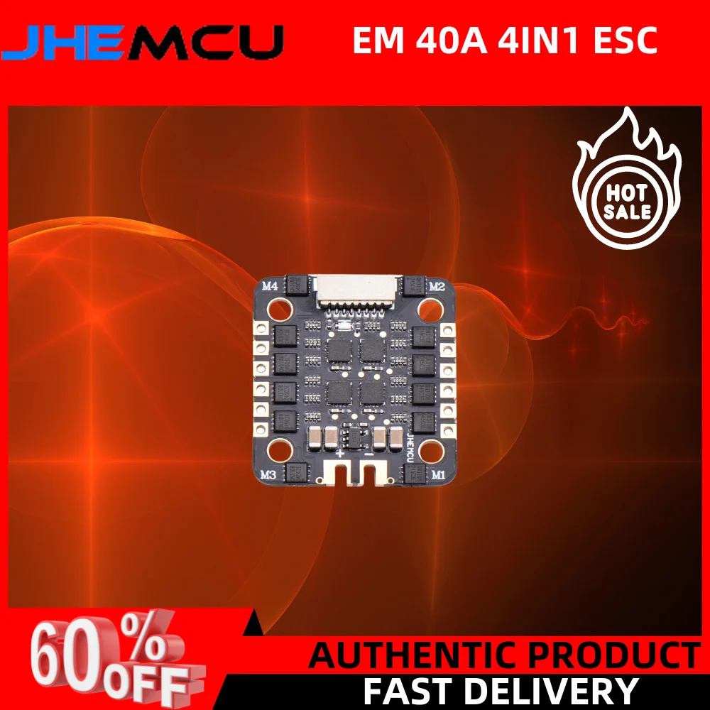 JHEMCU EM40A BLHELI_S 4in1 Brushless ESC 2-6S DShot600 Hole Distance 20mm / M3 for FPV Racing Freestyle Micro Drone