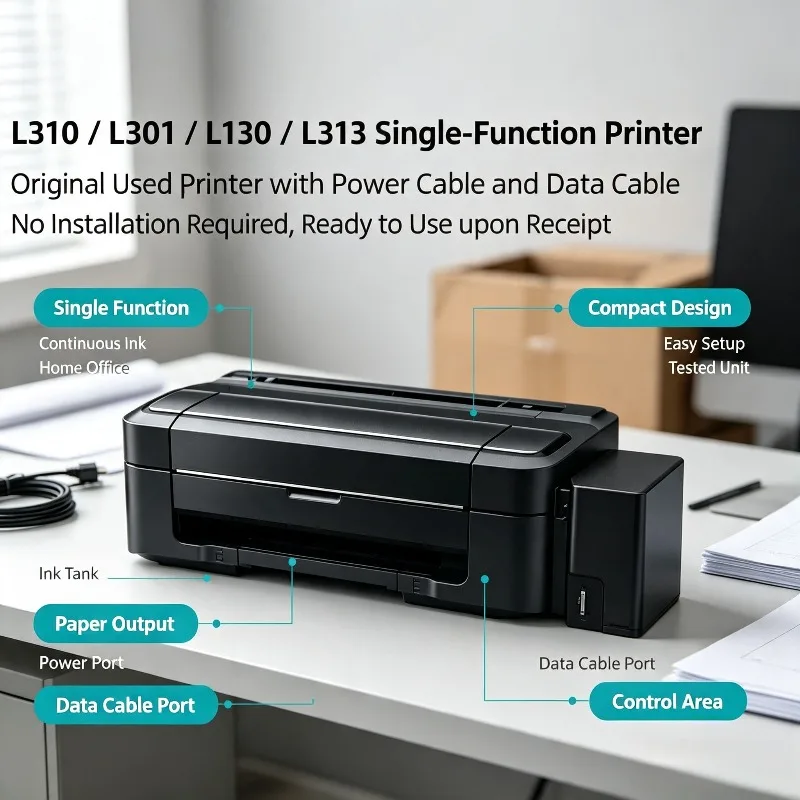 Second-hand Single Function Ink Tank Printer 4 Color For L130 L301 L310 L313 Desktop Equipment For Home Document Printing Task