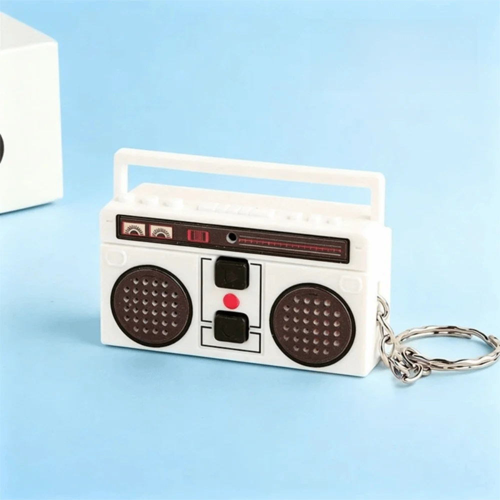 Mini Size Radio Shape Keychain Retro Style Plastic Material Music Recorder Keychain Exquisite Design Macaron Color