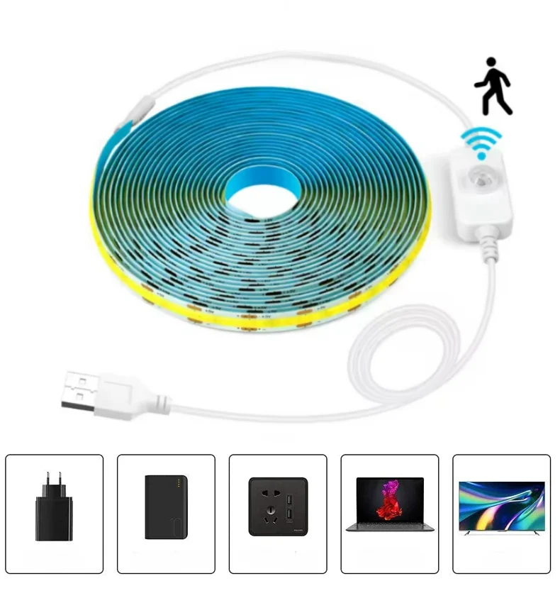 COB USB LED Strip Light with Sensor Decoration Lighting Tape for House Room Backlight 1M 2M 3M Ribbon