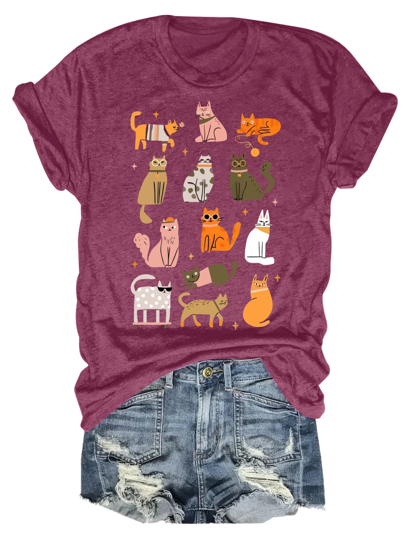 

women's plus size tank top Cute Cats Pattern Print Design Suitable for sports and daily wear summer casual shirt summer beach