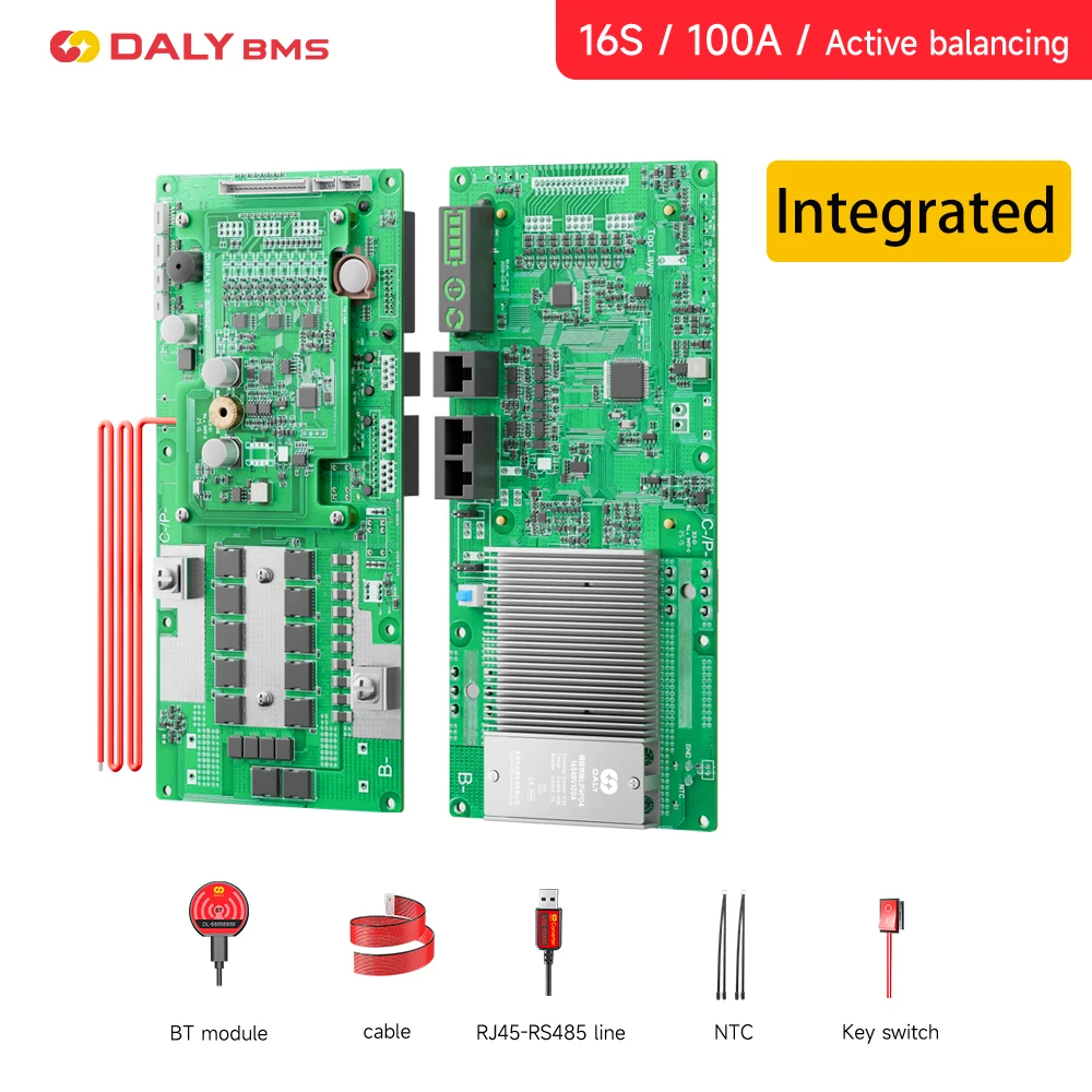 DALY Smart BMS Energie-omvormer BMS Actieve Balancer 8S 24V 16S 48V 100A Li-ion/Lifepo4 Batterij BMS voor Deye Victron Omvormer
