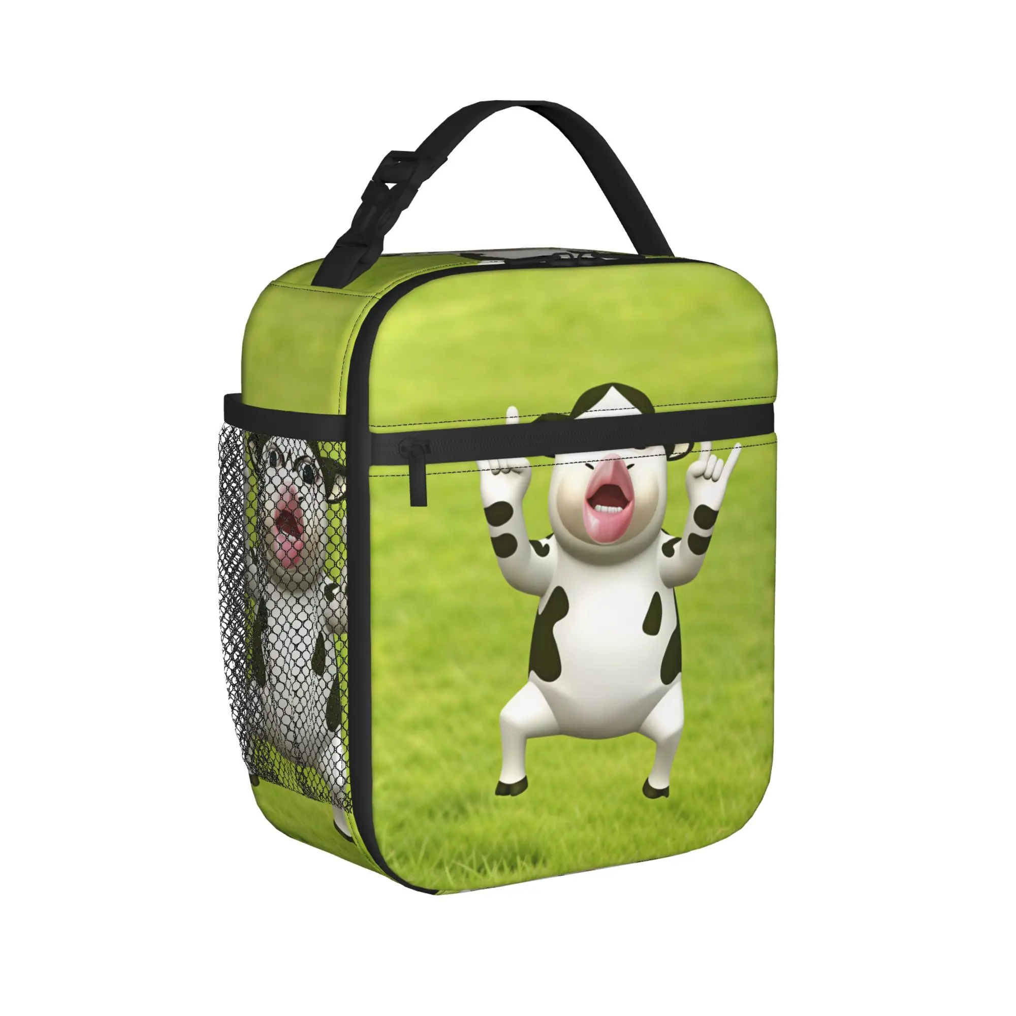 Funny Grassland Cattle Meme  Lunch Bag  Travel Lunch Box For Women Casual Custom Tote Food Bags Oxford Convenient Cooler Bag