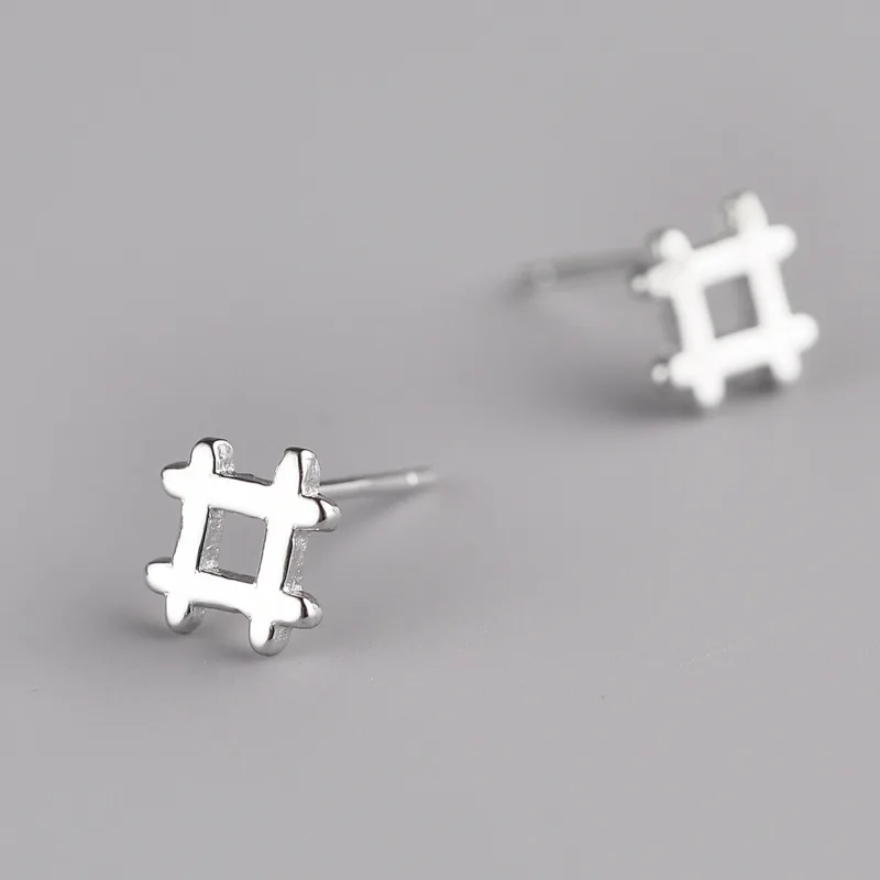 Orecchini geometrici in argento sterling 925 dal design a quadretti Orecchini semplici ed eleganti in stile coreano alla moda per le donne