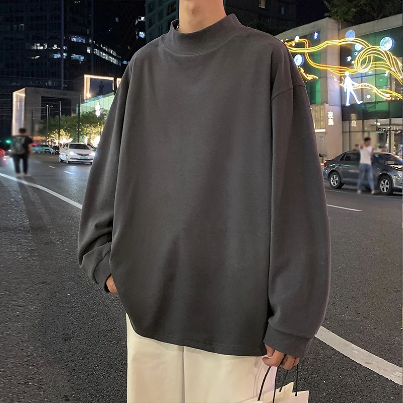 

2023 Men Couple Solid Color O-Neck Hoodie Men Korean Drop Shoulder Long Sleeve Hoodies Male Casual Loose Oversized Pullovers