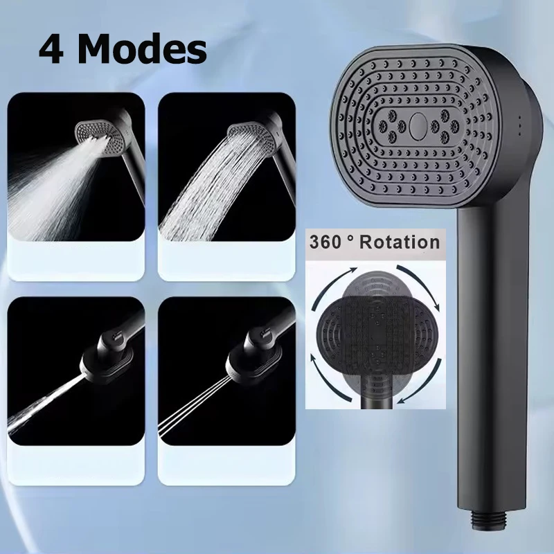 

Насадка для душа в ванной комнате, 4 режима высокого давления, регулируемый ручной душ, экономия воды, массажный смеситель для душа, аксессуары для ванной комнаты