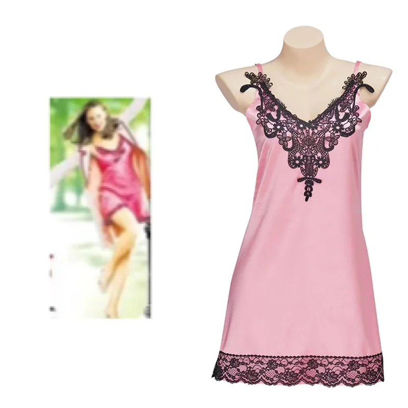 

Suddenly 30 Jenna Cosplay Costume Sexy Mini Pink Lace Trim Nightdress Party Dress