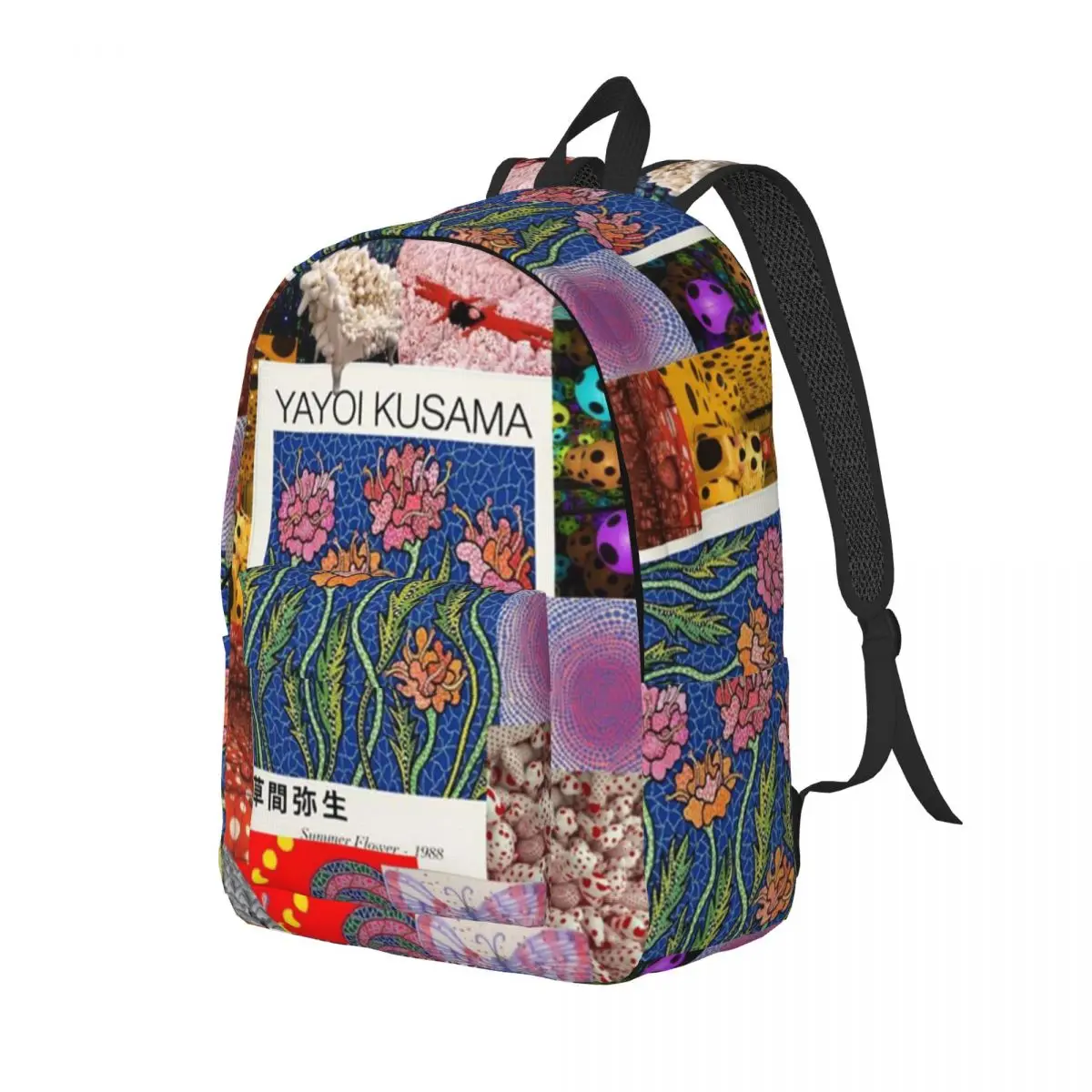 Yayoi Kusama Art Waterproof Backpack for Men Women Fashion High School Hiking Travel Daypack College Shoulder Bag Durable