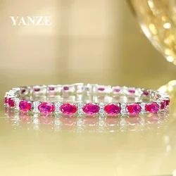 Luxury Vintage Lab-created Ruby Aquamarine Bracelet For Women100% S925 Silver Luxury Quality Jewelry