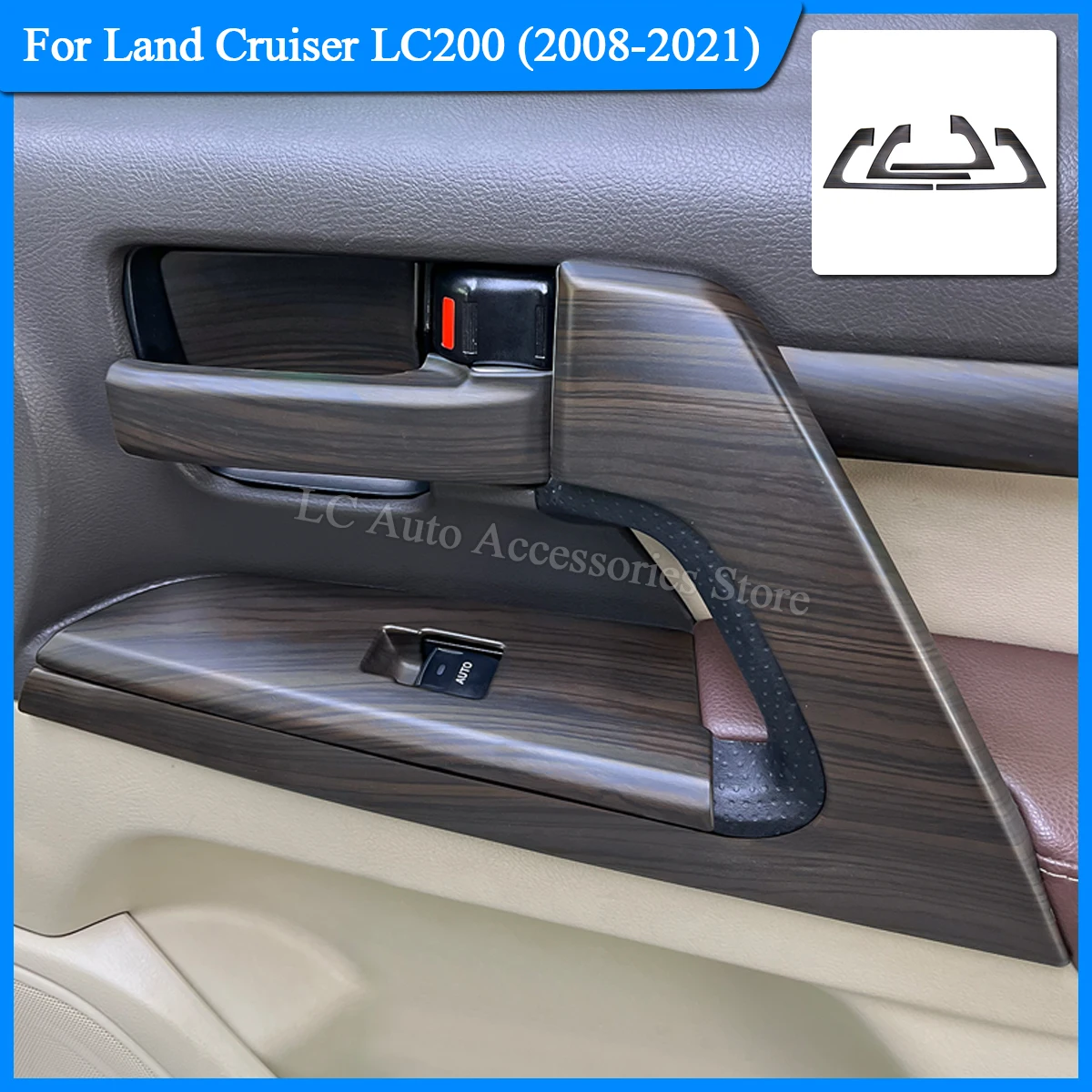 

Peach Wood Grain Door Handle Trim for 2008-2021 Toyota Land Cruiser LC200 Interior Decor Accessories