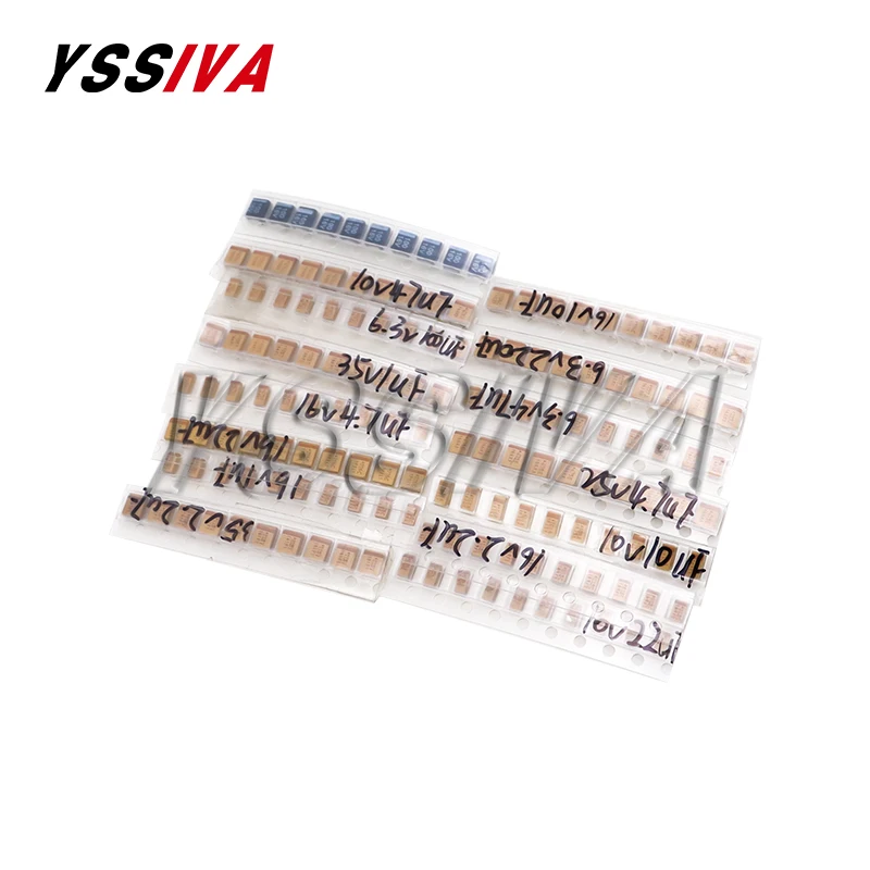 Imagem -02 - Smd Tântalo Capacitor Variedade Kit 15 Valores 1uf220uf 22 uf 47 uf 10uf 47uf a b Case Tan Capacitância Grupo 150 Pcs