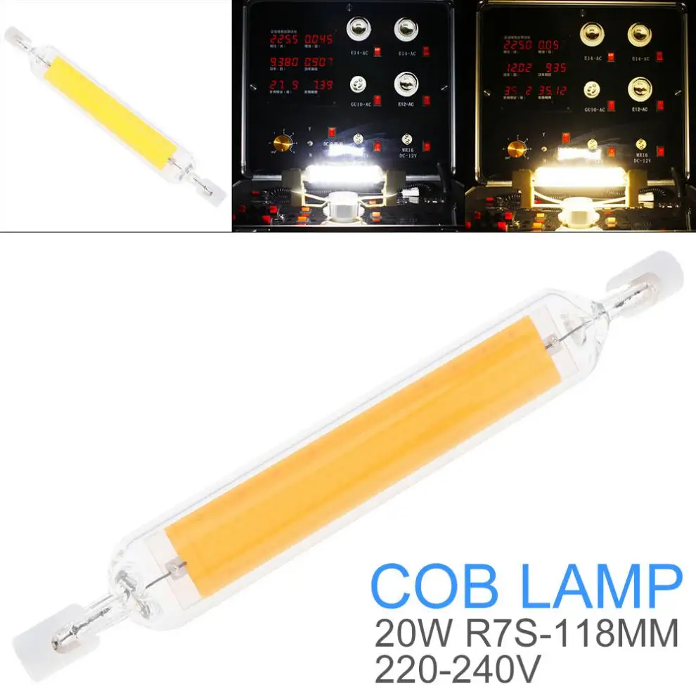 20W 118mm 220-240V Mini Glass 360 Degrees Dimmable Warm White / Cool White with Horizontal Plug COB Replace Halogen Lamp New