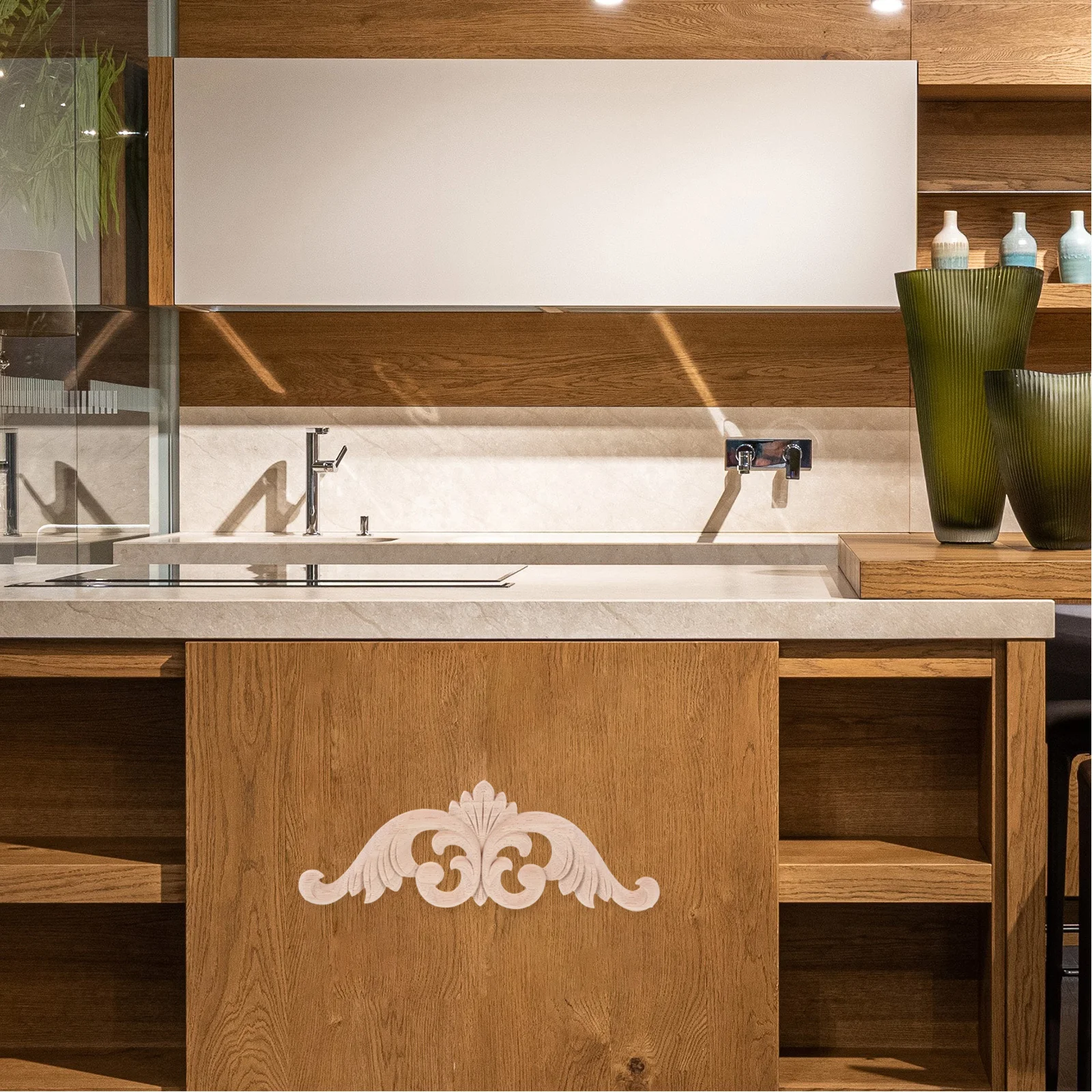 

4pcs Solid Wood Appliques Onlays Carved Wooden Inlays For Diy Furniture Door Cabinet Bed Frame Wardrobe Wall Corner Decorative