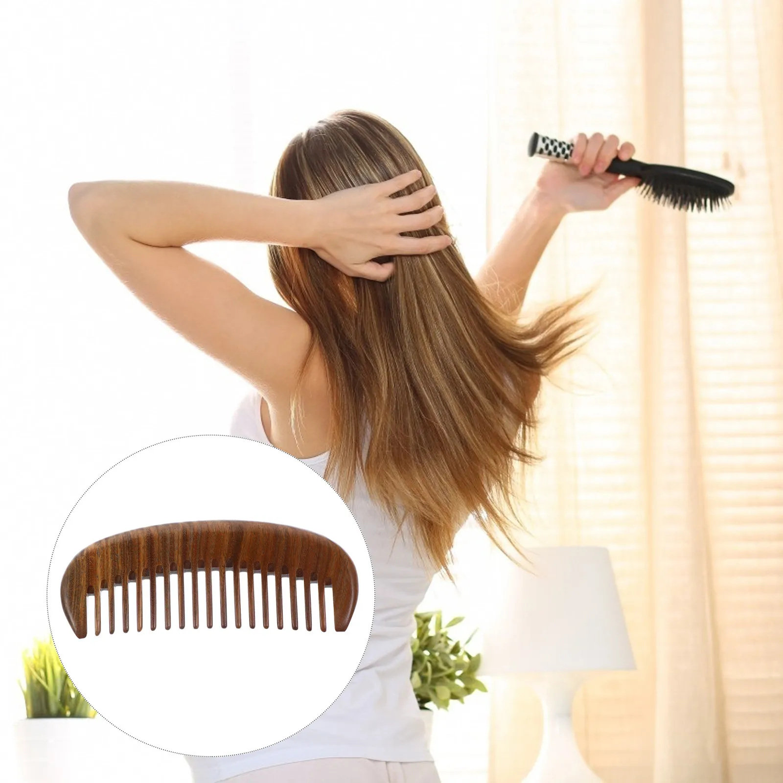 

1 шт. портативная деревянная расческа в ретро-стиле с резьбой, массажная расческа для здоровья кожи головы и волос, инструмент для укладки волос Ym8-28