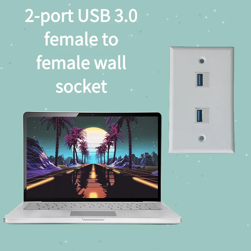 

5-piece 2-port USB 3.0 female to female wall socket