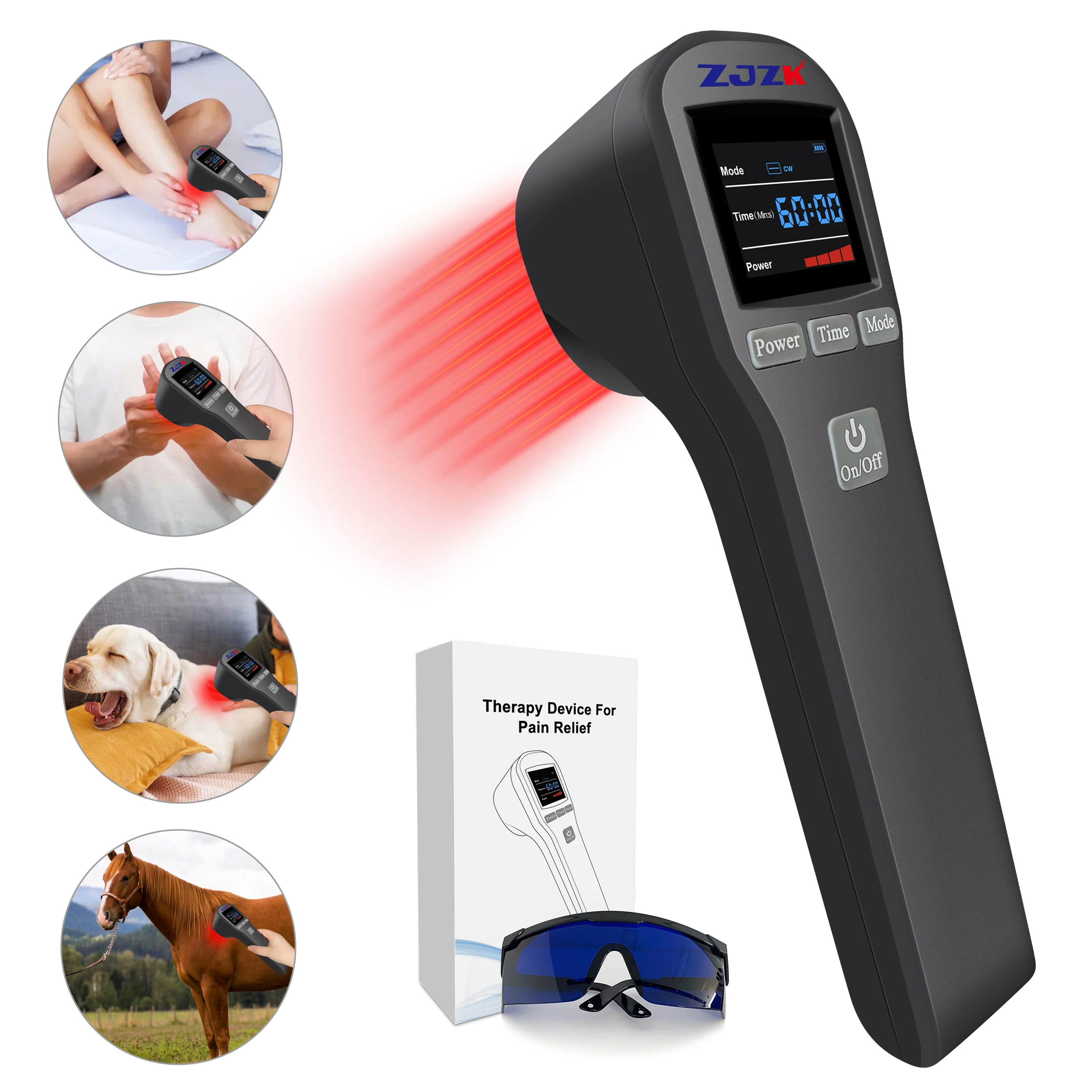 

ZJZK Red Laser With On Off Button Class 4 Hot Laser Therapy Device 880mW For Diabetic Neuropathy Acute Orthopedic Conditions