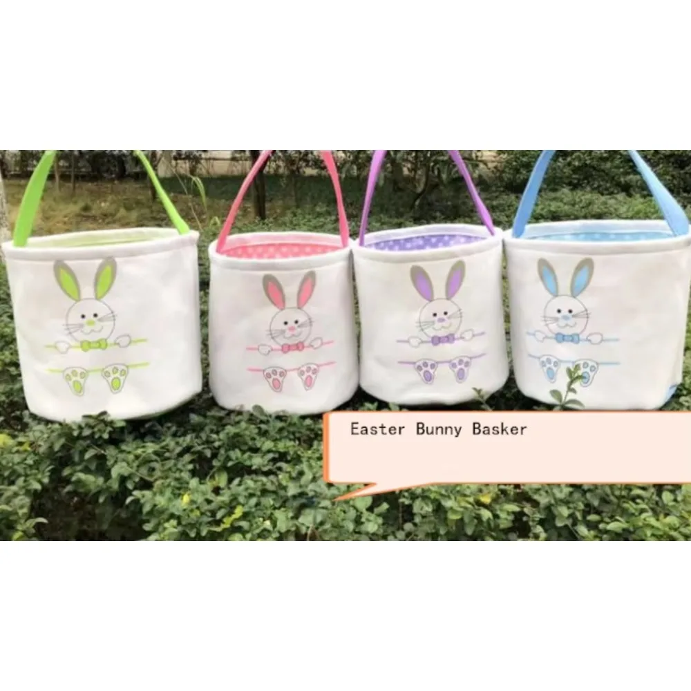 50pcs/lot Holiday Decoration Easter Bunny Basket Gift Blank Canvas Easter Bunny Tail Bags High Quality Easter Bucket