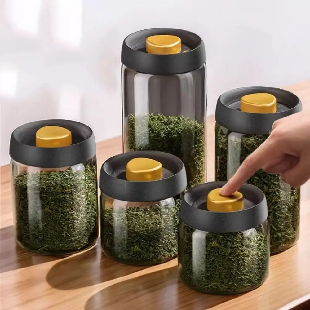 

Manual Vacuum Sealed Food Storage Jar Moisture-Proof Glass Coffee Bean Tank Household Clear Air Extraction Airtight Container