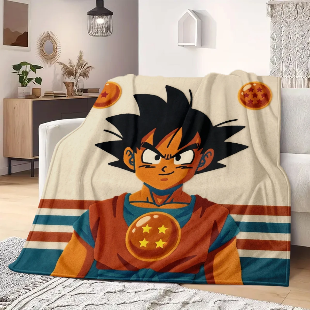 Son Goku Dragon Ball Comfortable Printed Flannel Blanket Warm, For Bedrooms, Sofas, Beds, Chairs, Picnics, Travel -HE14