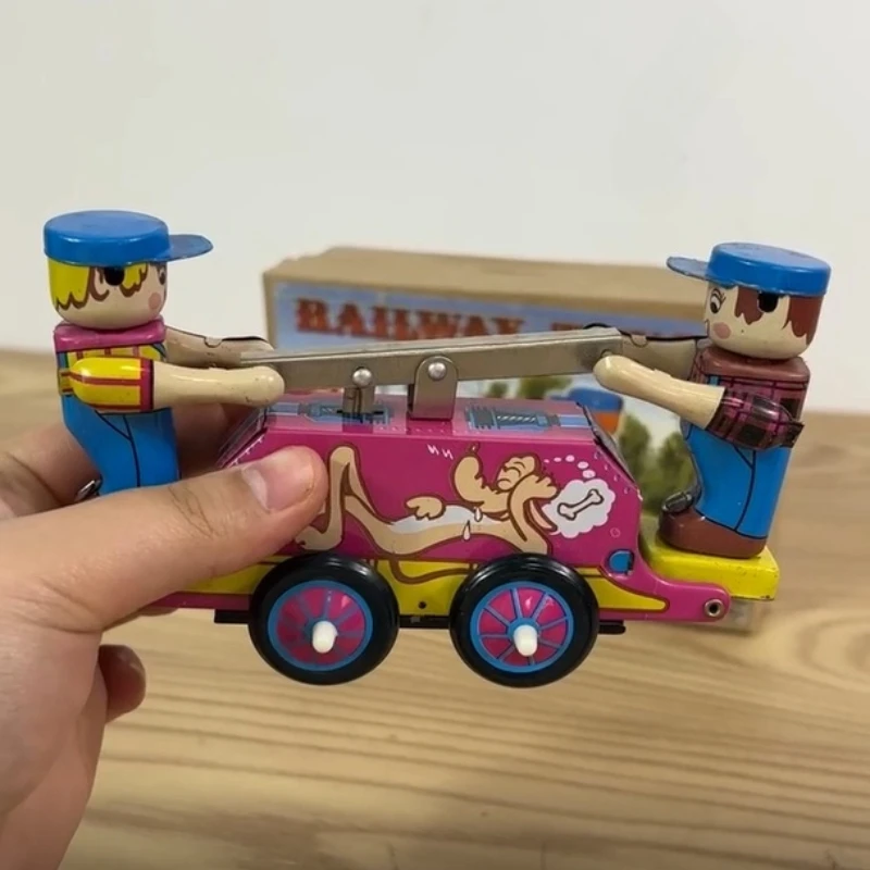 

Walking Tin Lever Car Railway Truck Workers Mechanical Toys Classic Collection Retro Clockwork Wind Up Toy Metal Kids Gift