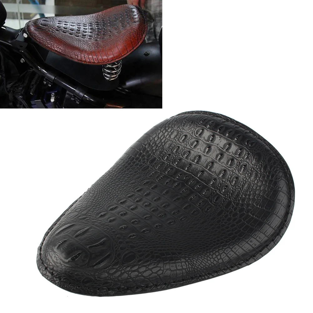 Motorcycle Universal Solo Driver Seat For Harley Honda Yamaha Kawasaki Suzuki Sportster Bobber Chopper Black Alligator Style