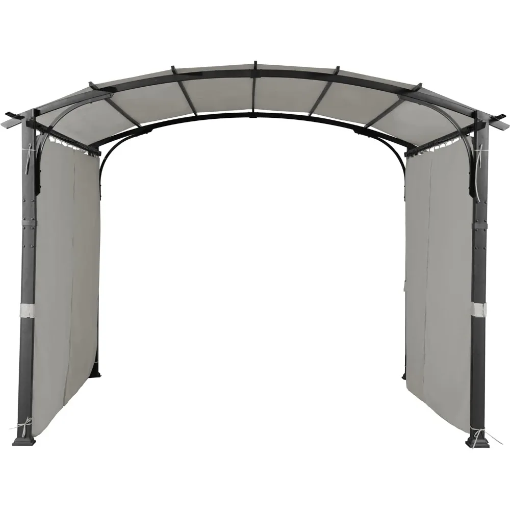 11'x11' Outdoor Pergola with Sidewalls - Arched Top Outdoor Pergola with Metal Steel Frame and Textilene Top Canopy,Pergolas