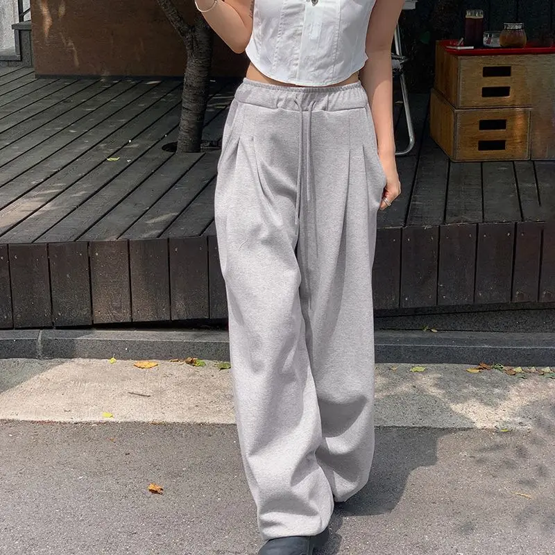 Deeptown Baggy Casual Grey Jogging hose Frau Amerika Street Hip Hop Hose mit weitem Bein y2k Basic Sports koreanischen Stil lose Hose