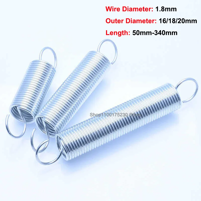 

Wire Diameter 1.8mm Galvanized Extension Tension Spring Open S Hook Pullback Spring Zinc Plated Spring Steel Stretching Spring