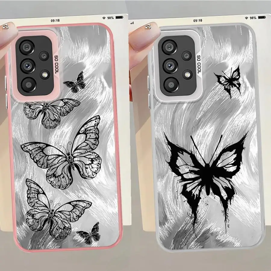 Case for Samsung Galaxy S20 Plus S21 S25 Note 20 Ultra S23 S23 S24 FE S22 Back Phone Cover INS Retro Butterfly