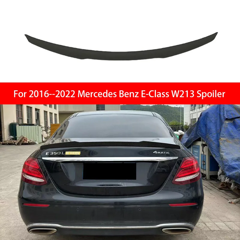 

For 2016--2022 Mercedes Benz E-Class W213 E200 E260 E300 Rear Cover Spoiler ABS Bright Black Carbon Fiber Pattern