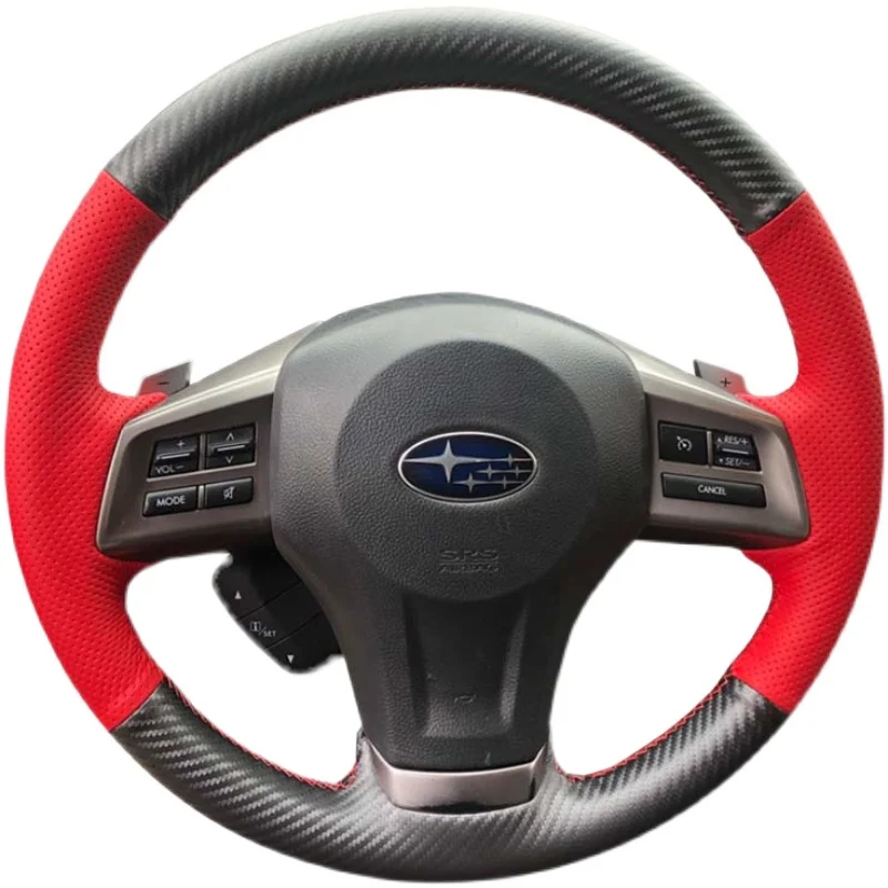 carbon fider Leather Steering Wheel Cover for Subaru Forester Subaru XV Crosstrek Legacy Impreza 2013-2015 Hand-Stitch Accessory